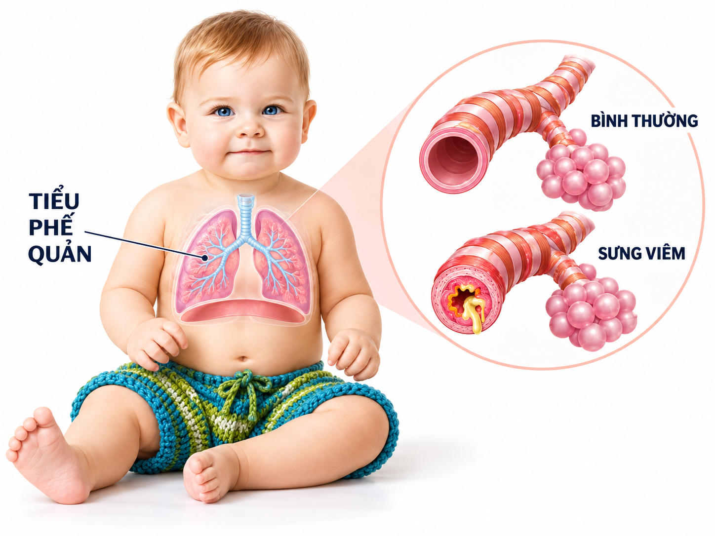 Viêm tiểu phế quản ở trẻ thường gây ho khò khè thở nhanh và bú kém